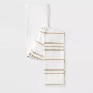 Cat & Jack Girls Fleece Lined Footless Leggings Cream Striped